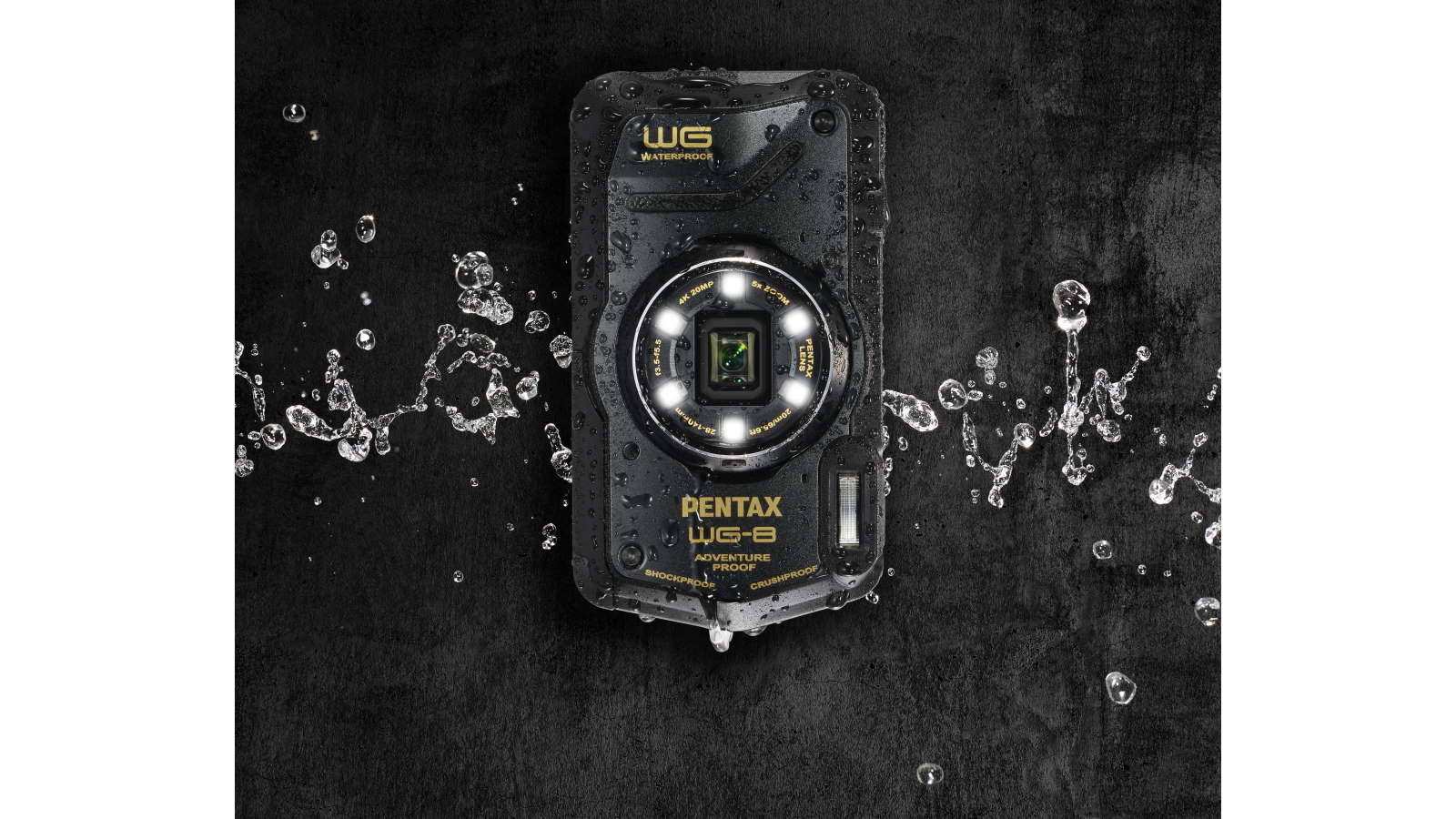 Pentax WG-8 Waterproof Compact Camera - Black | Domayne