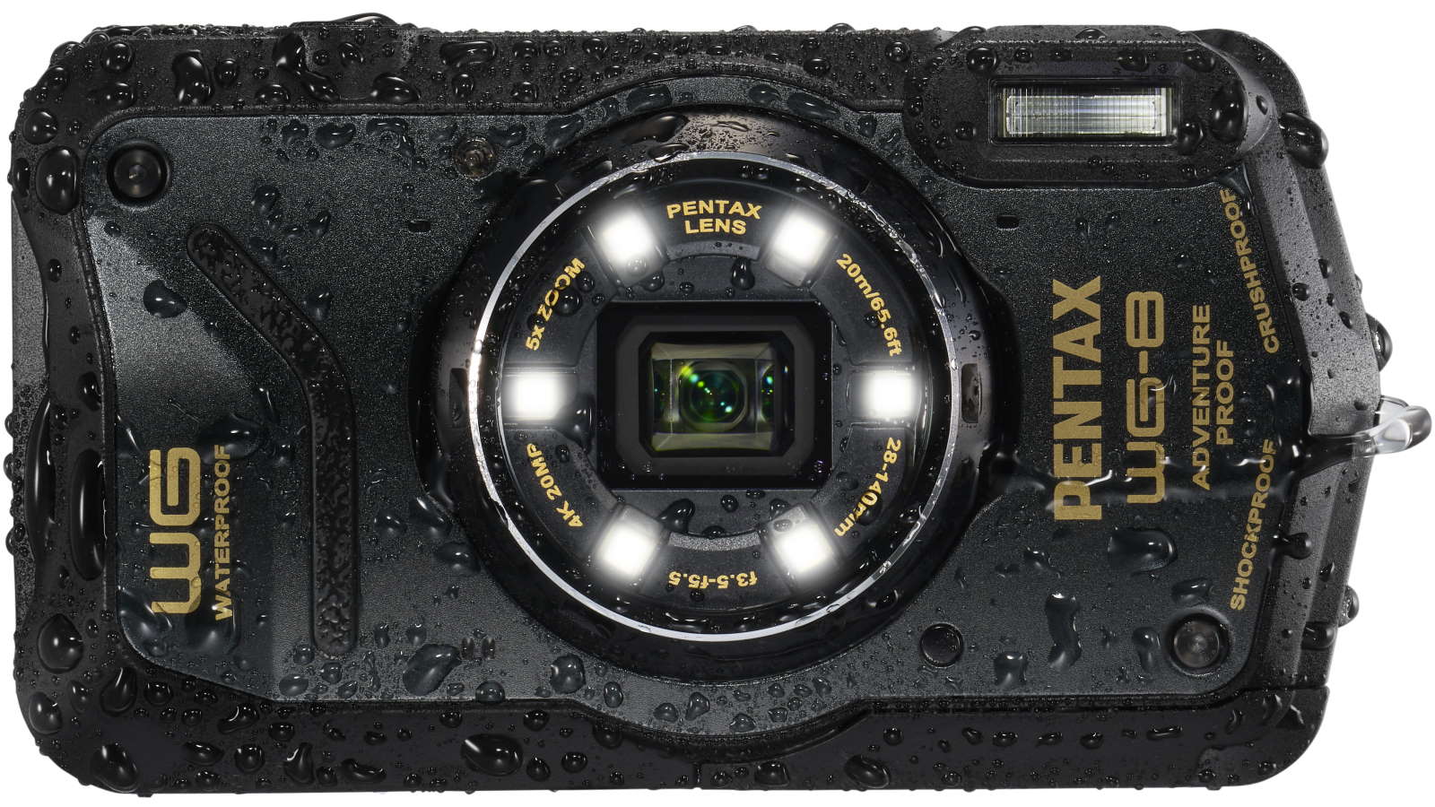 Pentax WG-8 Waterproof Compact Camera - Black | Domayne