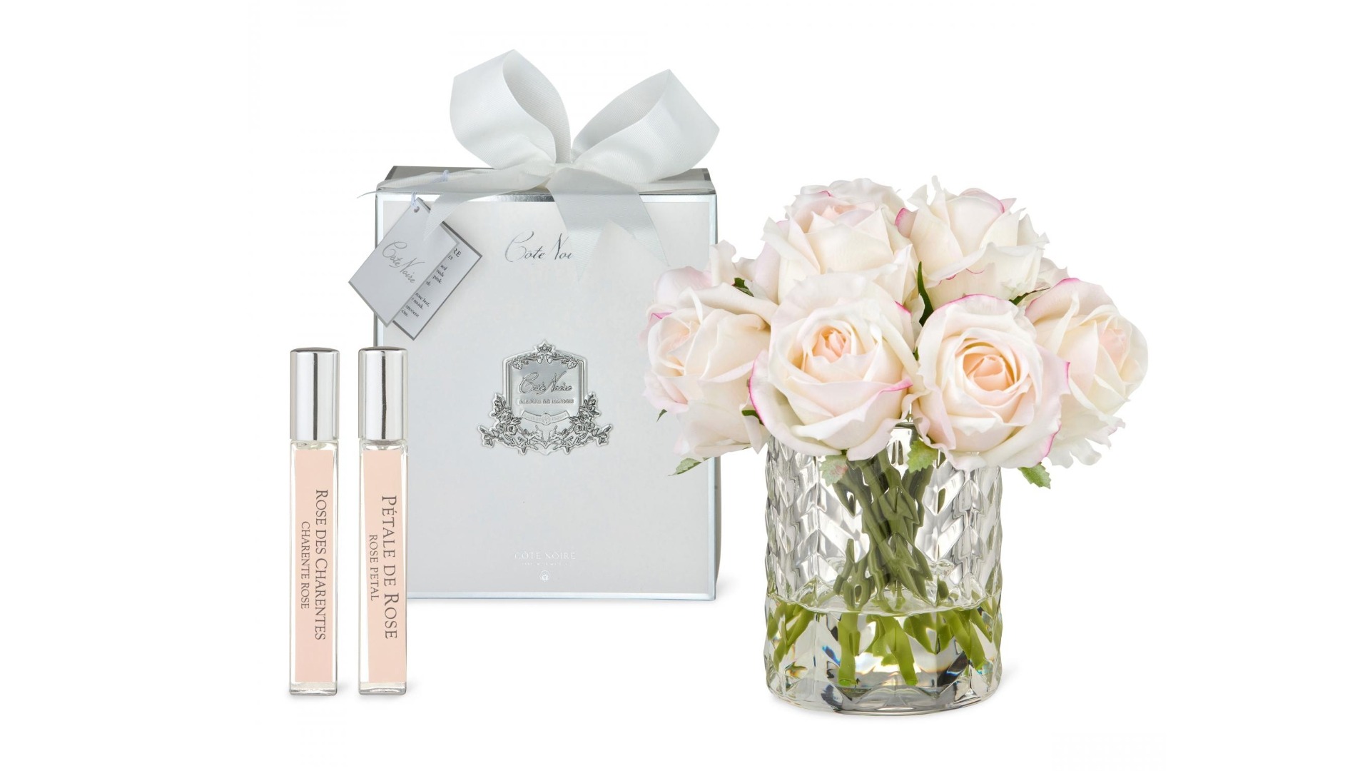 Cote Noire Herringbone Pink Blush Rose Buds