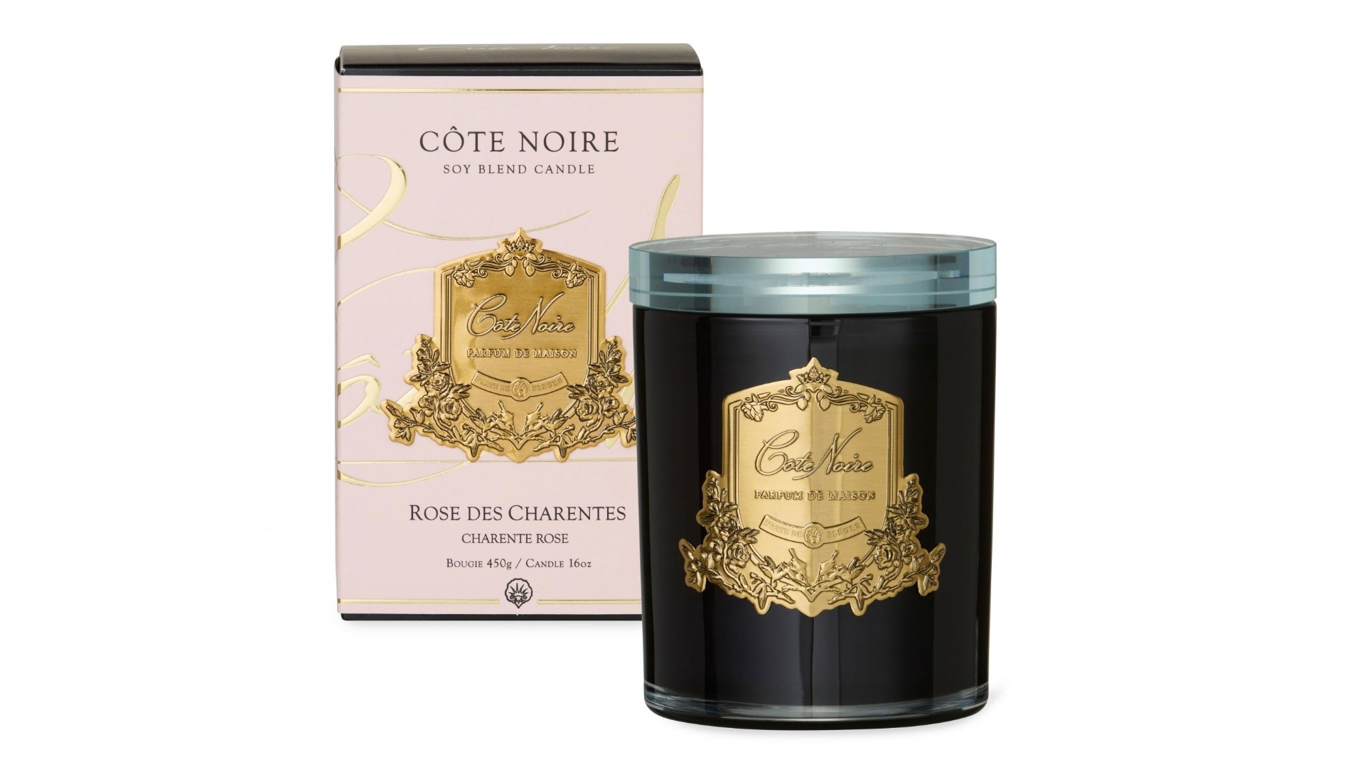 Cote Noire Gold Badge Charente Rose 450g Candle 