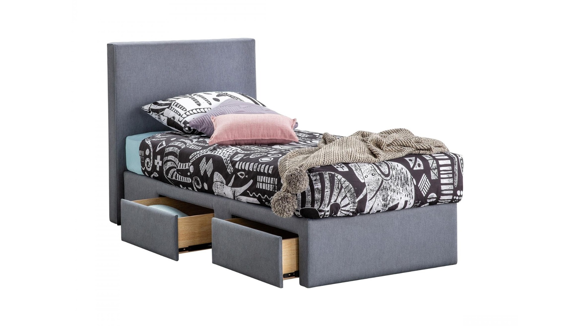 Hunter Square Bedhead with 2-Drawer Base