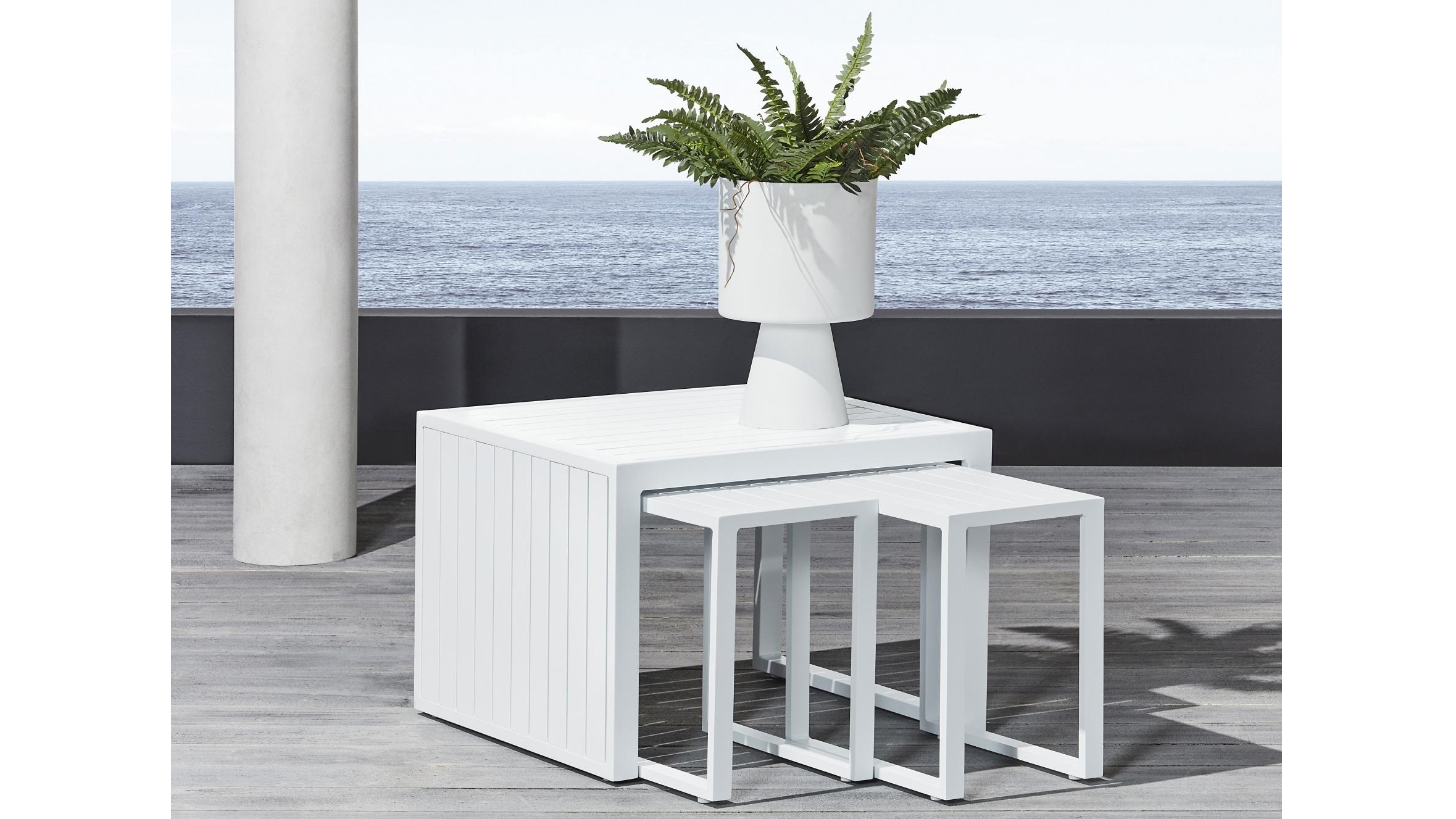 Sedona 3-Piece White Outdoor Nest Table 