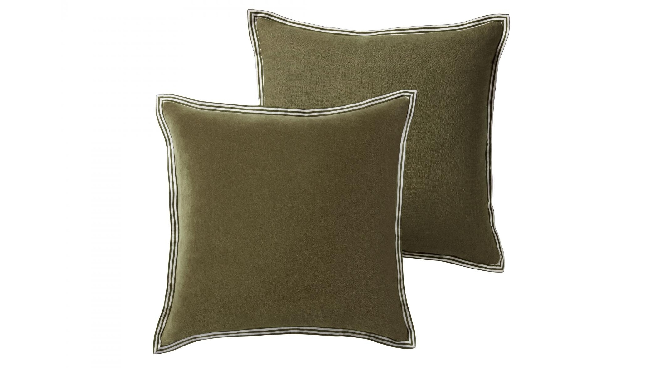Nora Velvet/Linen Reversible Cushion – Olive 