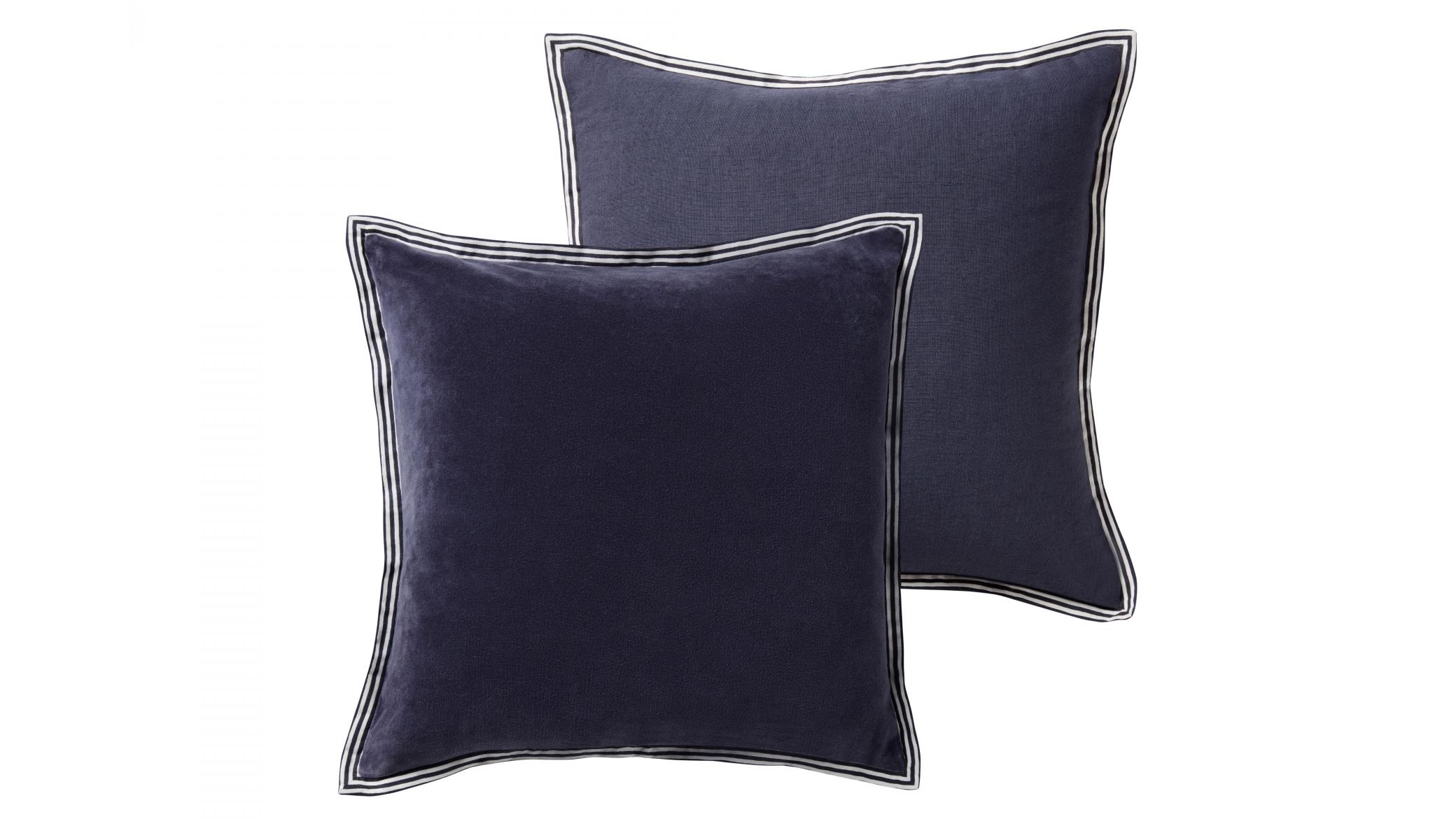 Nora Velvet/Linen Reversible Cushion – Denim