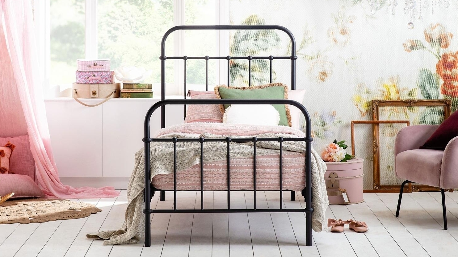 Willow Black Bed Frame | Domayne