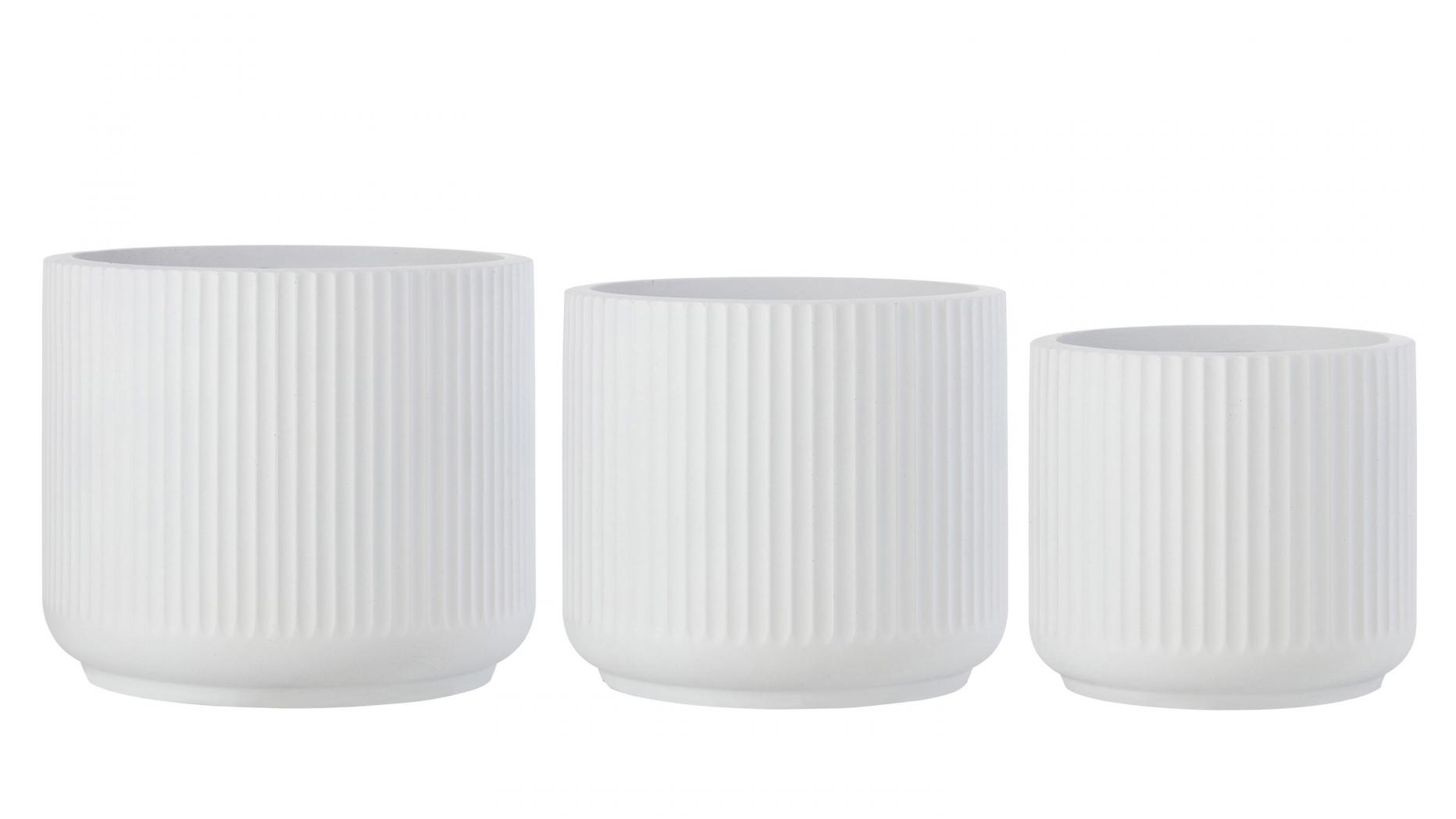 Liam White Ribbed Planter