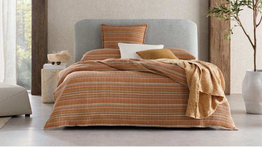 Linen House Dana Quilt Cover Set in Cinnamon