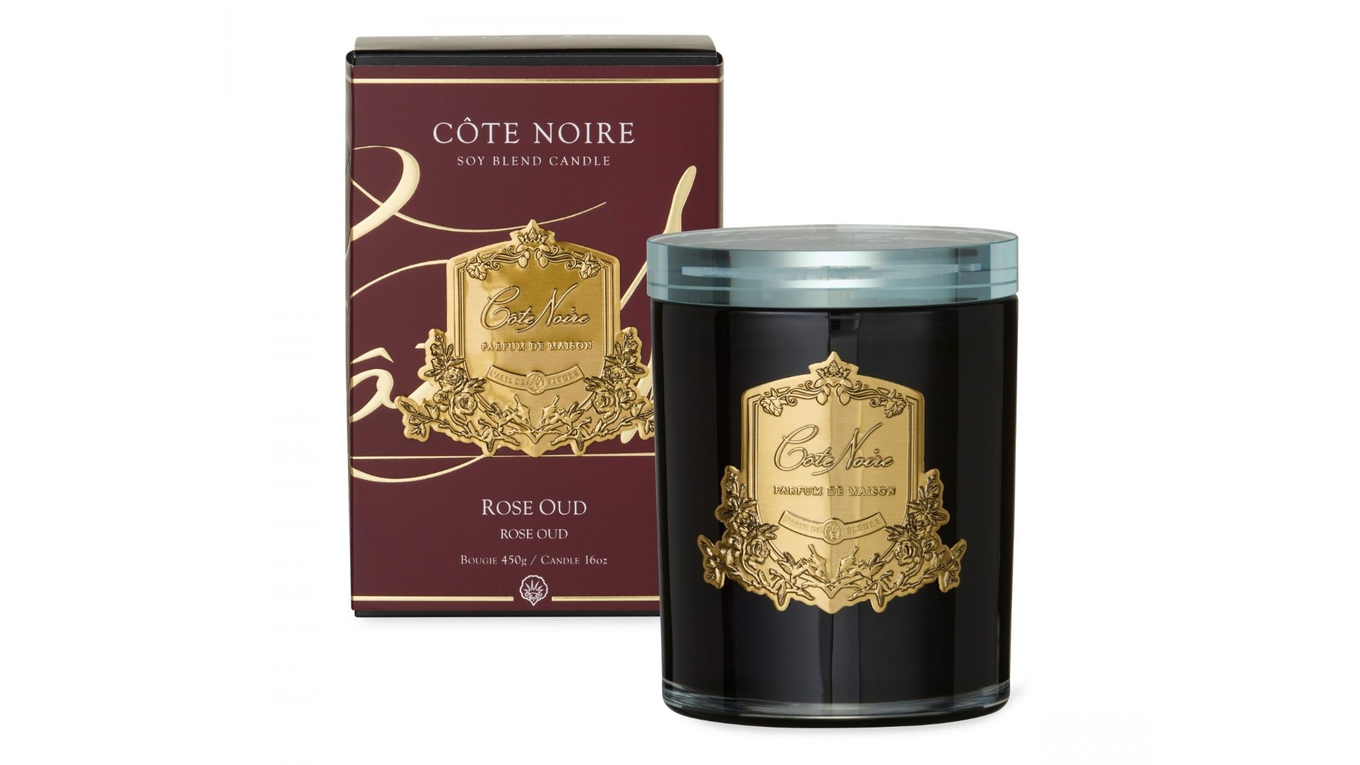Cote Noire Gold Badge Rose Oud 450g Candle