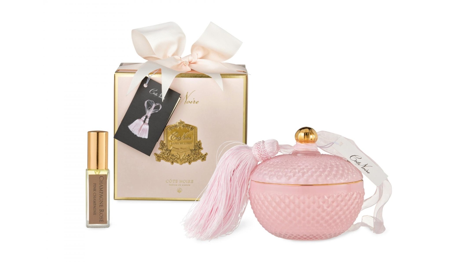Cote Noire Art Deco Pink Champagne Round 300g Candle 