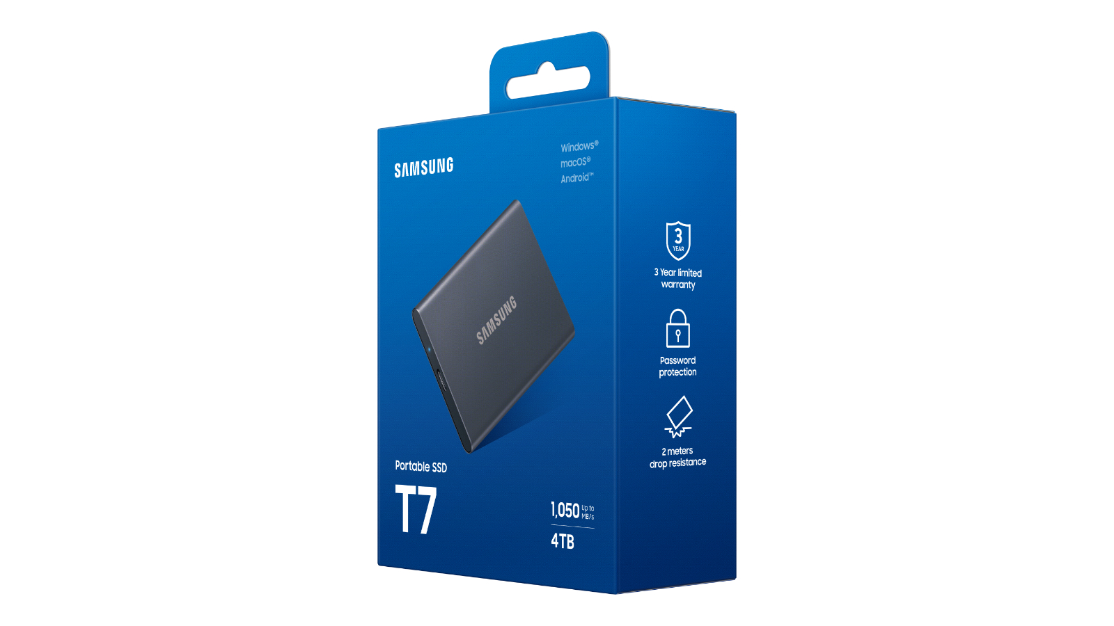 Samsung T7 USB 3.2 4TB Portable SSD - Titan Grey | Domayne Samsung T7 USB 3.2 4TB Portable SSD - Titan Grey | Domayne