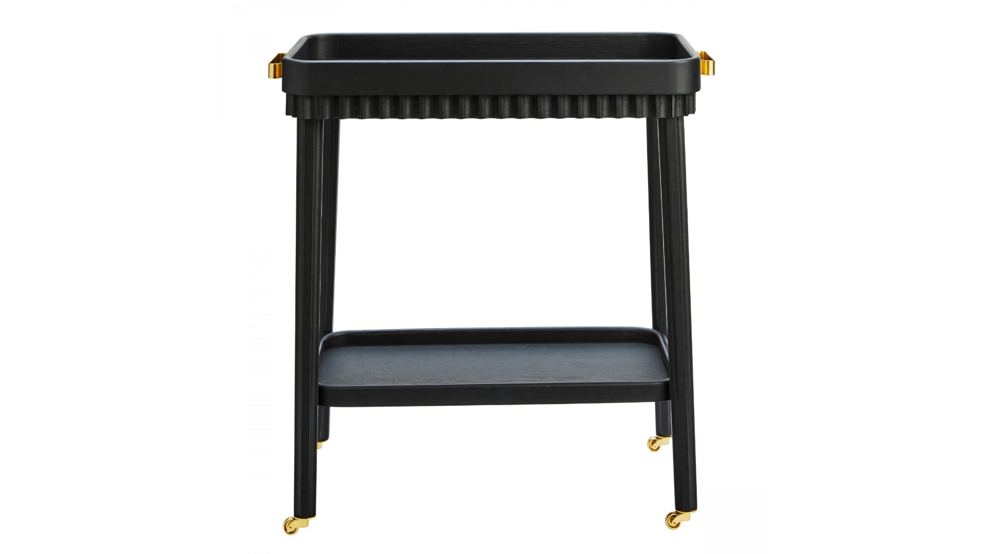 Royce Fluted Oak Bar Cart in Black