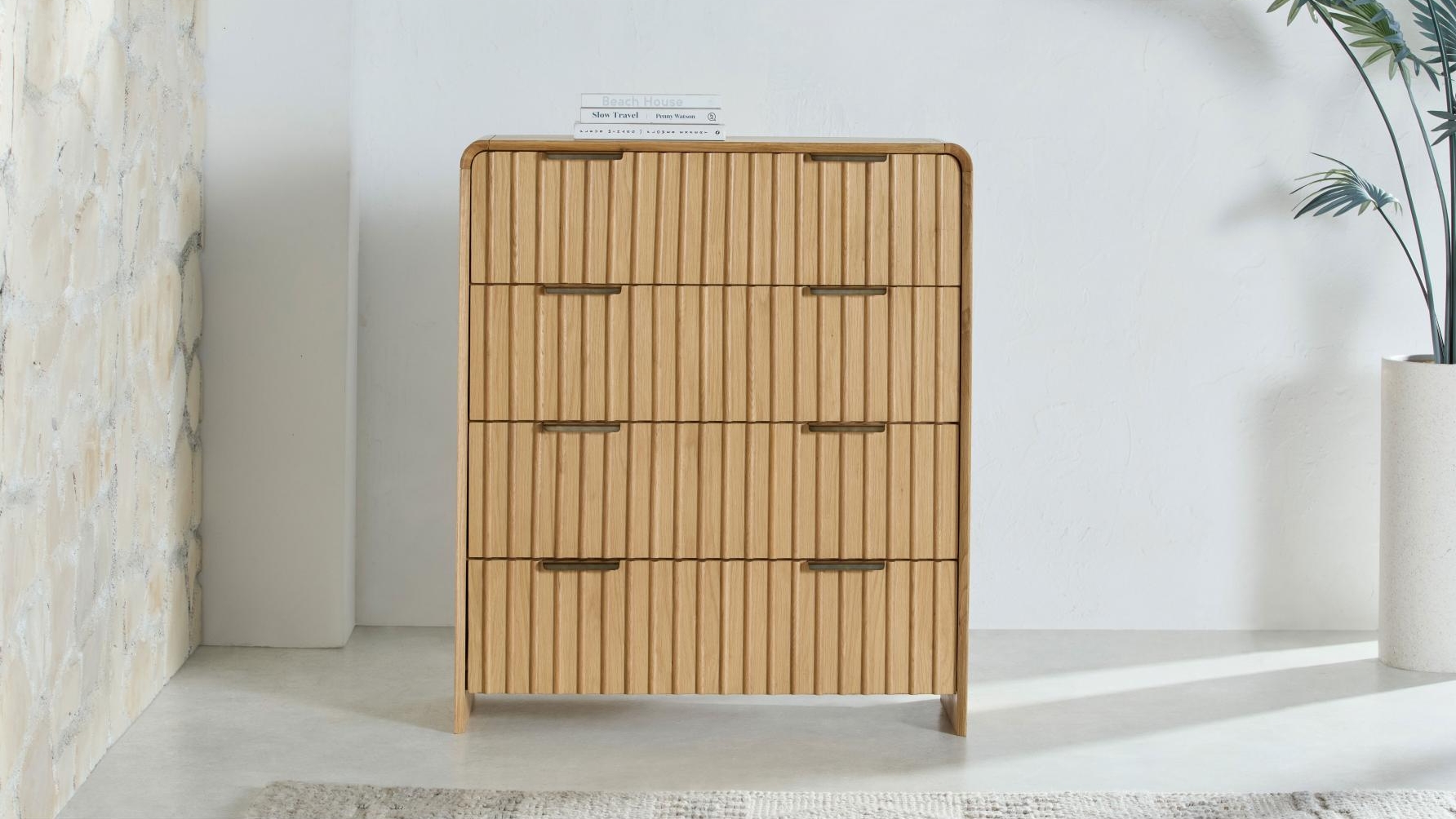 Gus 4 Drawer High Chest - Natural Oak