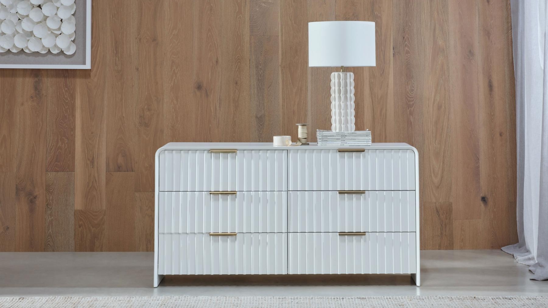 Gus 6-Drawer White Dresser