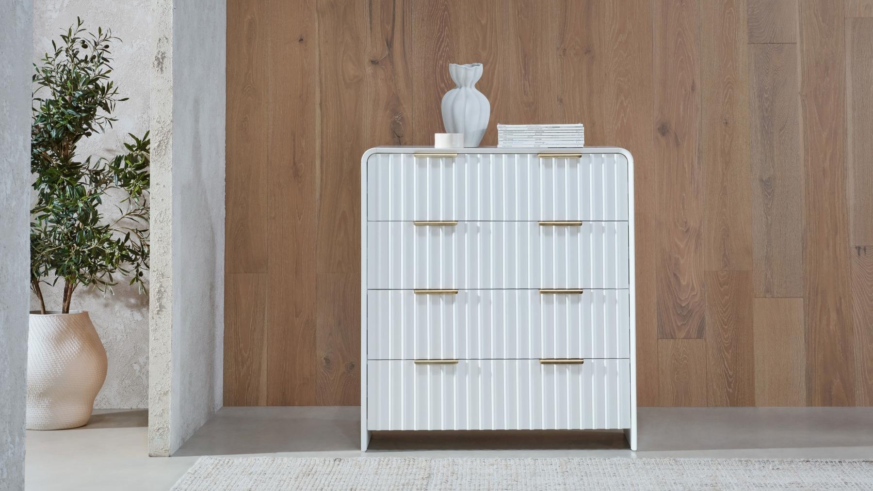 Gus 4-Drawer White High Chest