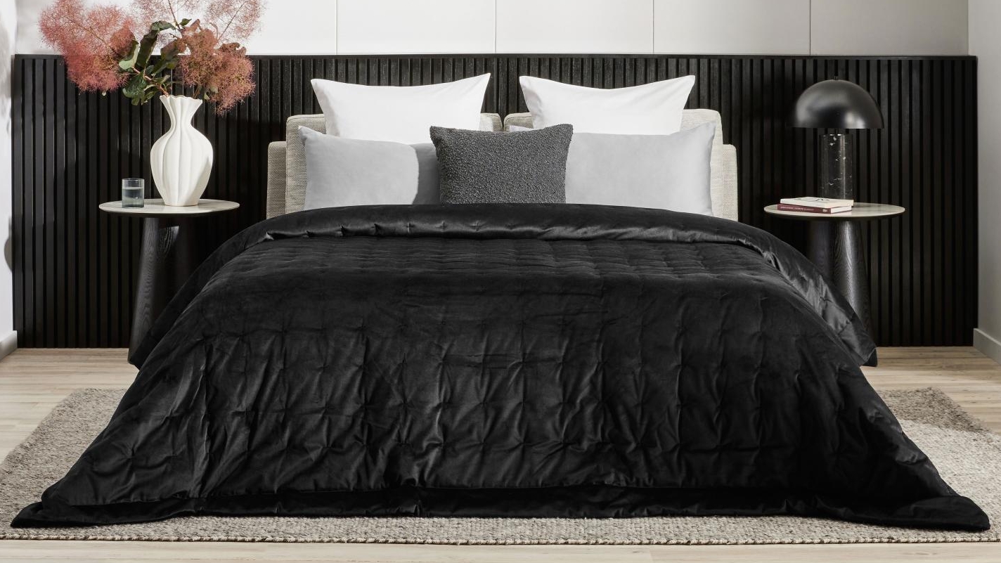 Domayne Luxuries Pin Velvet Black Coverlet
