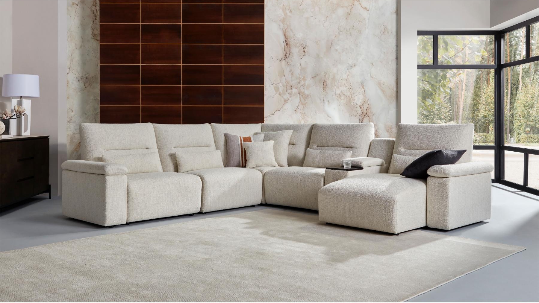 Temple 6-Piece Fabric Recliner Modular Lounge