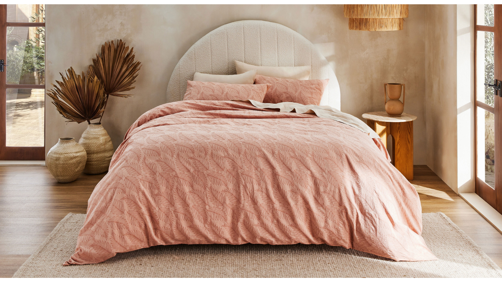 Domayne Luxuries Kirrily Coral Quilt Cover Set