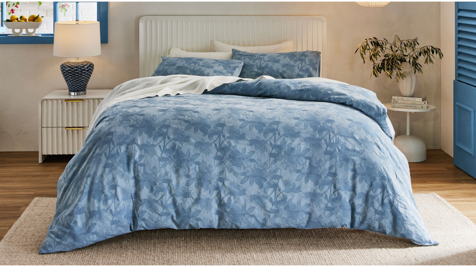 Domayne Luxuries Florence Blue Quilt Cover Set