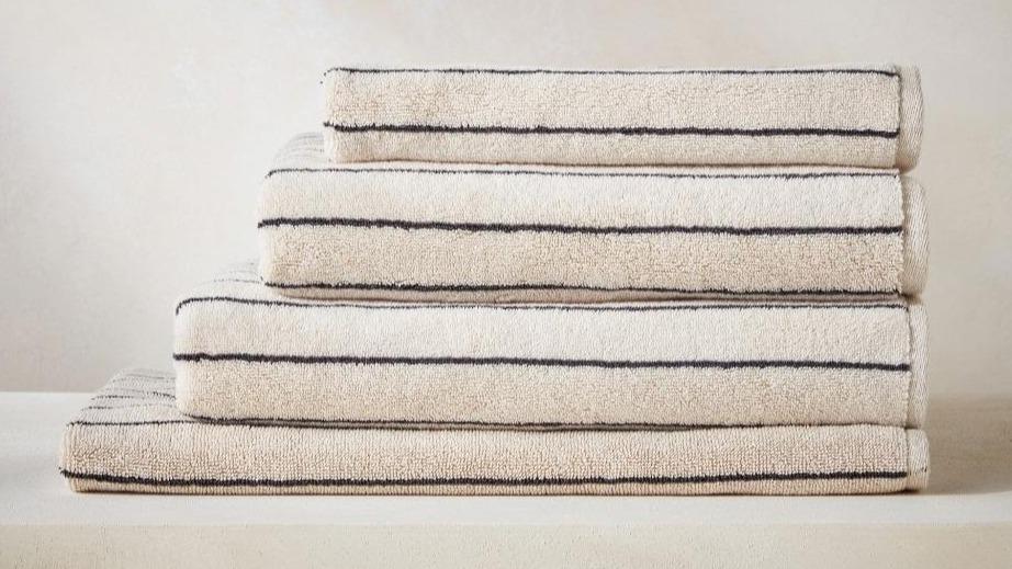 Sheridan Aven Stripe Limestone Towels