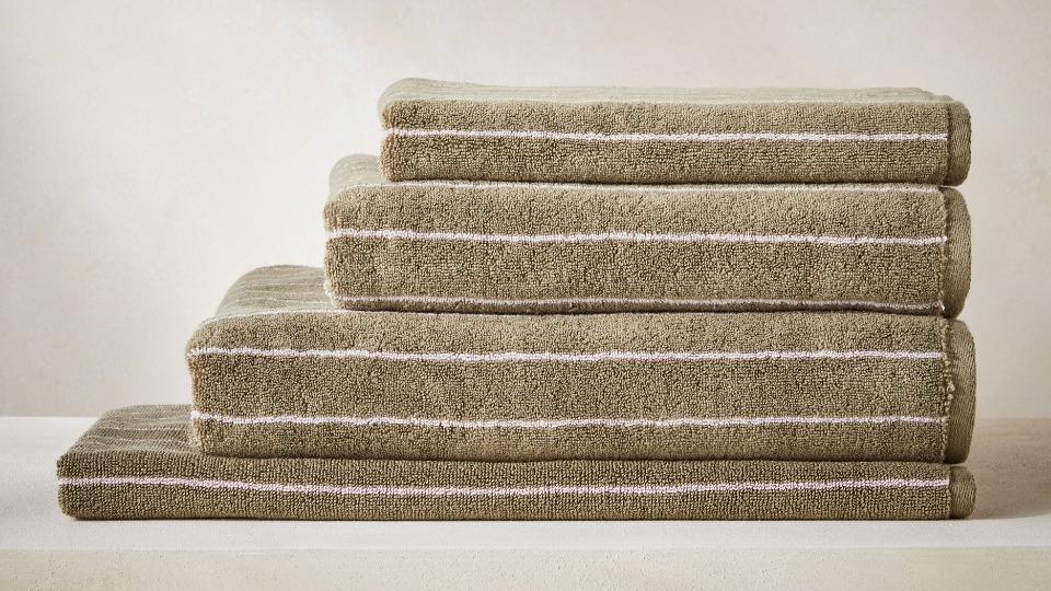 Sheridan Aven Stripe Olive Towels
