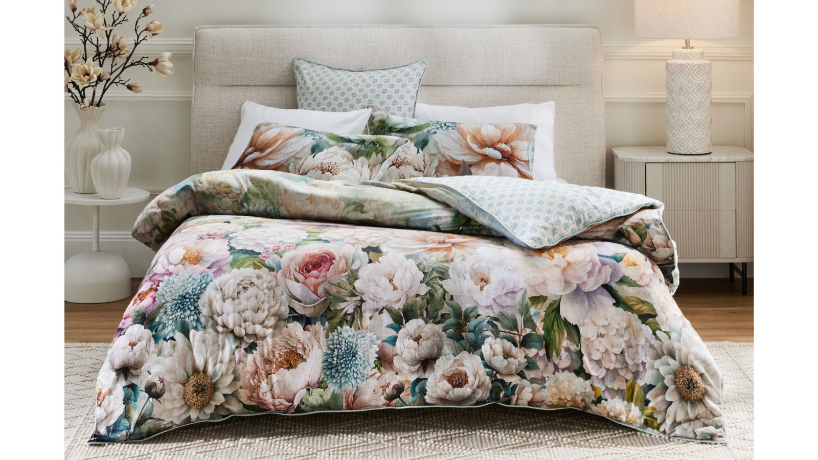 Logan & Mason Hydrangea Mist Quilt Cover Set