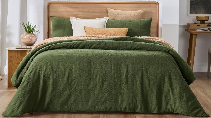 Domayne Luxuries Palms Verde Quilt Cover Set