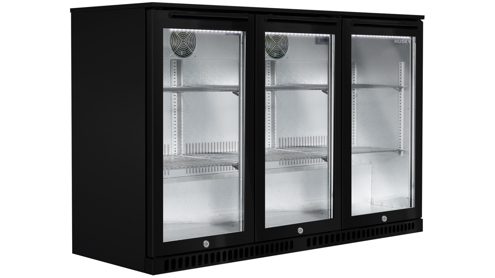 Husky 307L Triple Glass Door Alfresco Bar Fridge - Black