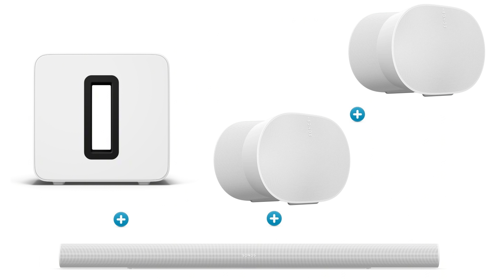 Sonos Arc Ultra Soundbar + Sub 4 Subwoofer + Era 300 Speakers Pair Package - White