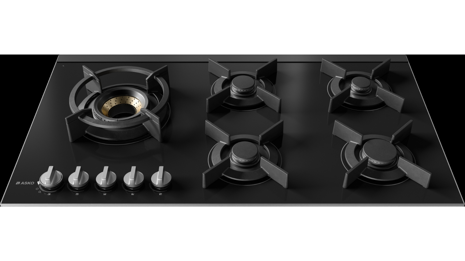 Asko Black Glass 4 Burner Volcano Gas Cooktop 90cm Domayne