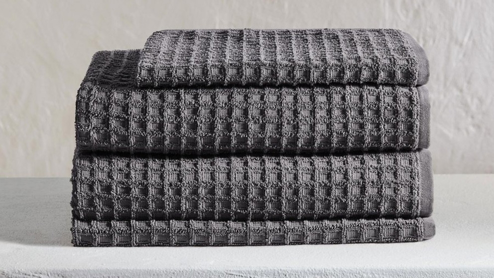 Aura Waffle Charcoal Towel