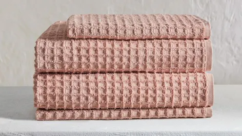 Aura Waffle Pink Clay Bath Towel Domayne - Main Image