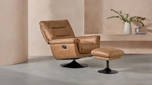 Cannes Manual Recliner Chair with Footstool | Domayne