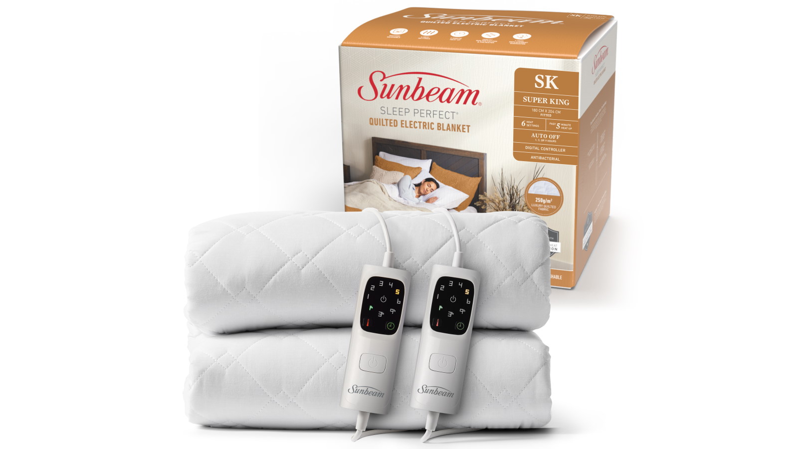 Sunbeam Sleep Perfect Antibacterial Super King Quilted Electric