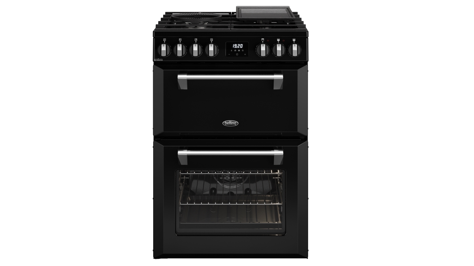 Belling 600mm Mini Richmond Dual Fuel Range Cooker with Two Oven Cavities - Black