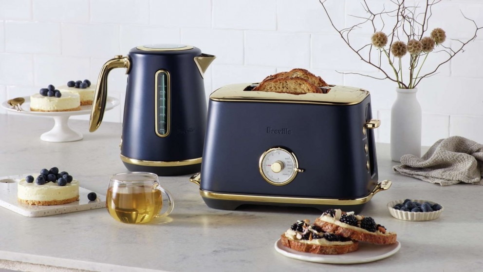 Breville the Toast Select Luxe Brass Slice Toaster Damson Blue