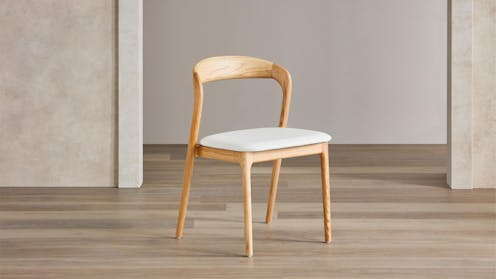Carly Oak Dining Chair in White PU Domayne - Main Image