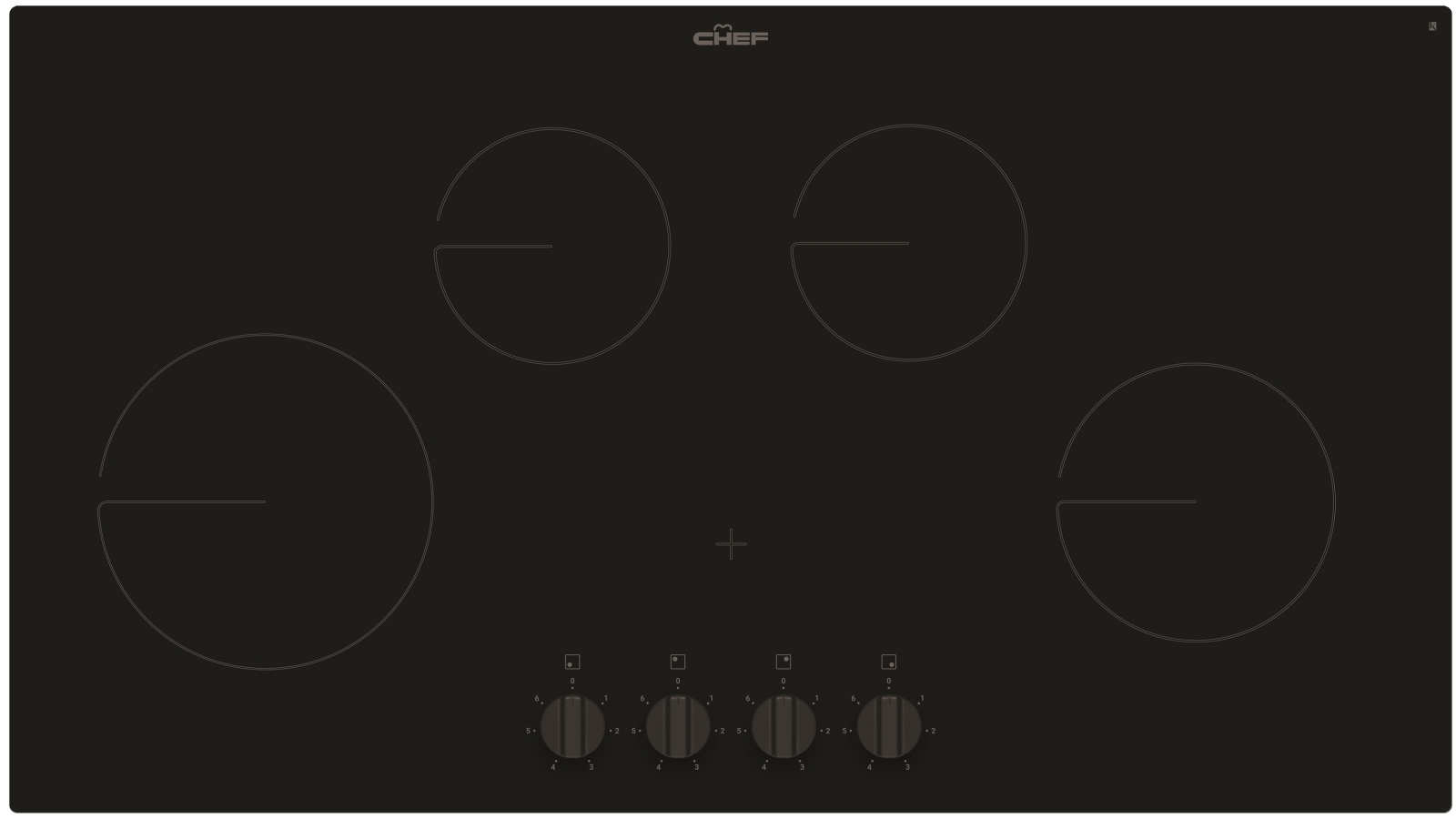 Chef 900mm 4 Zone Ceramic Cooktop with 6 Power Levels