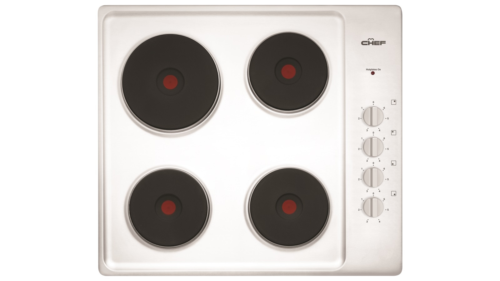 Chef 600mm 4 Zone Electric Solid Cooktop - Stainless Steel