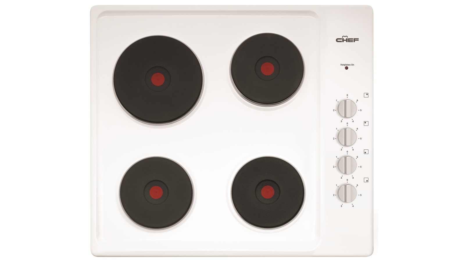 Chef 600mm 4 Zone Electric Solid Cooktop -  White