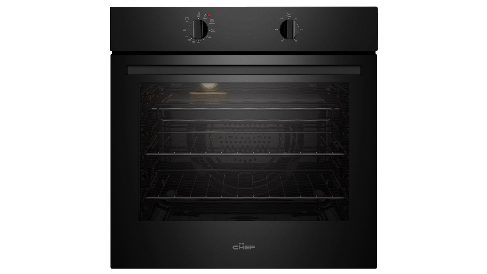 Chef 600mm Multifunction 3 Fan Forced Oven with 10A Plug & Play - Black