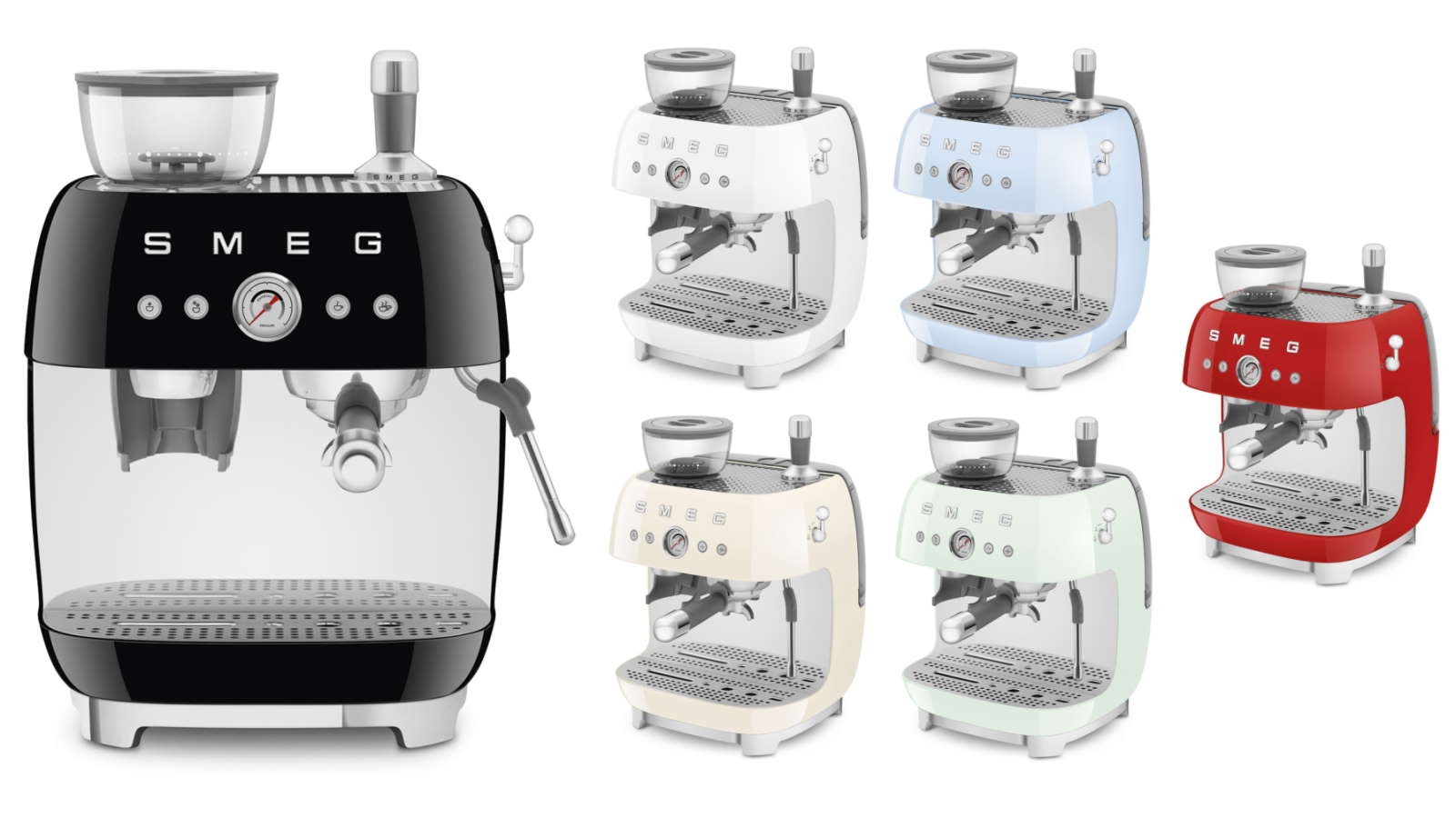 Smeg Beans on Board Espresso Coffee Machine with Grinder Domayne