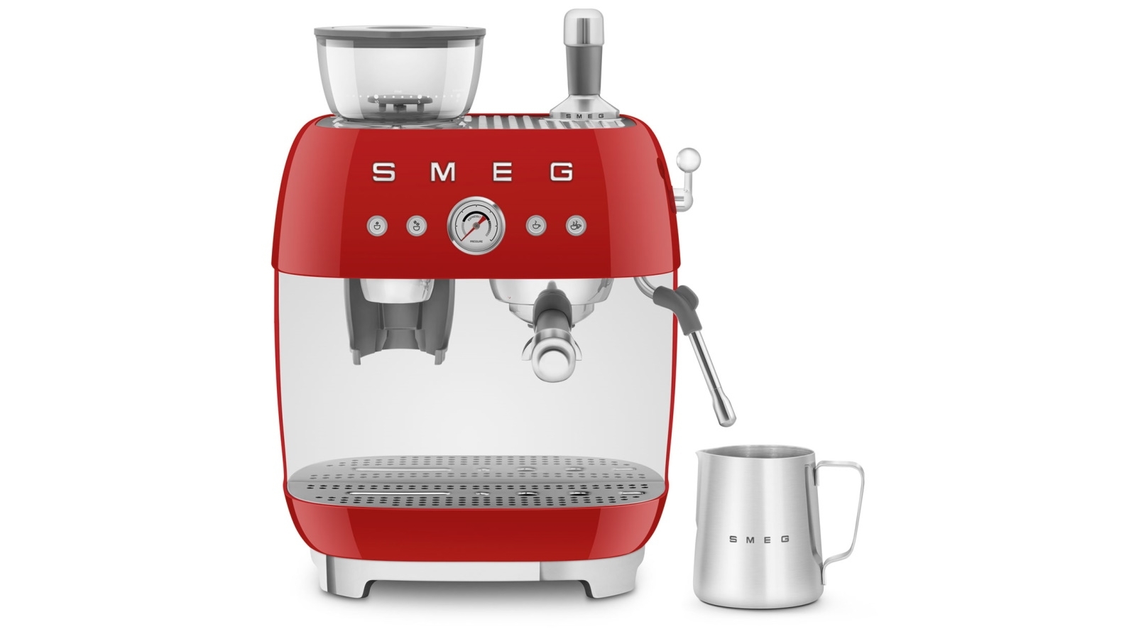 Smeg '50's Style' Coffee Machine with Built in Grinder - Red | Domayne