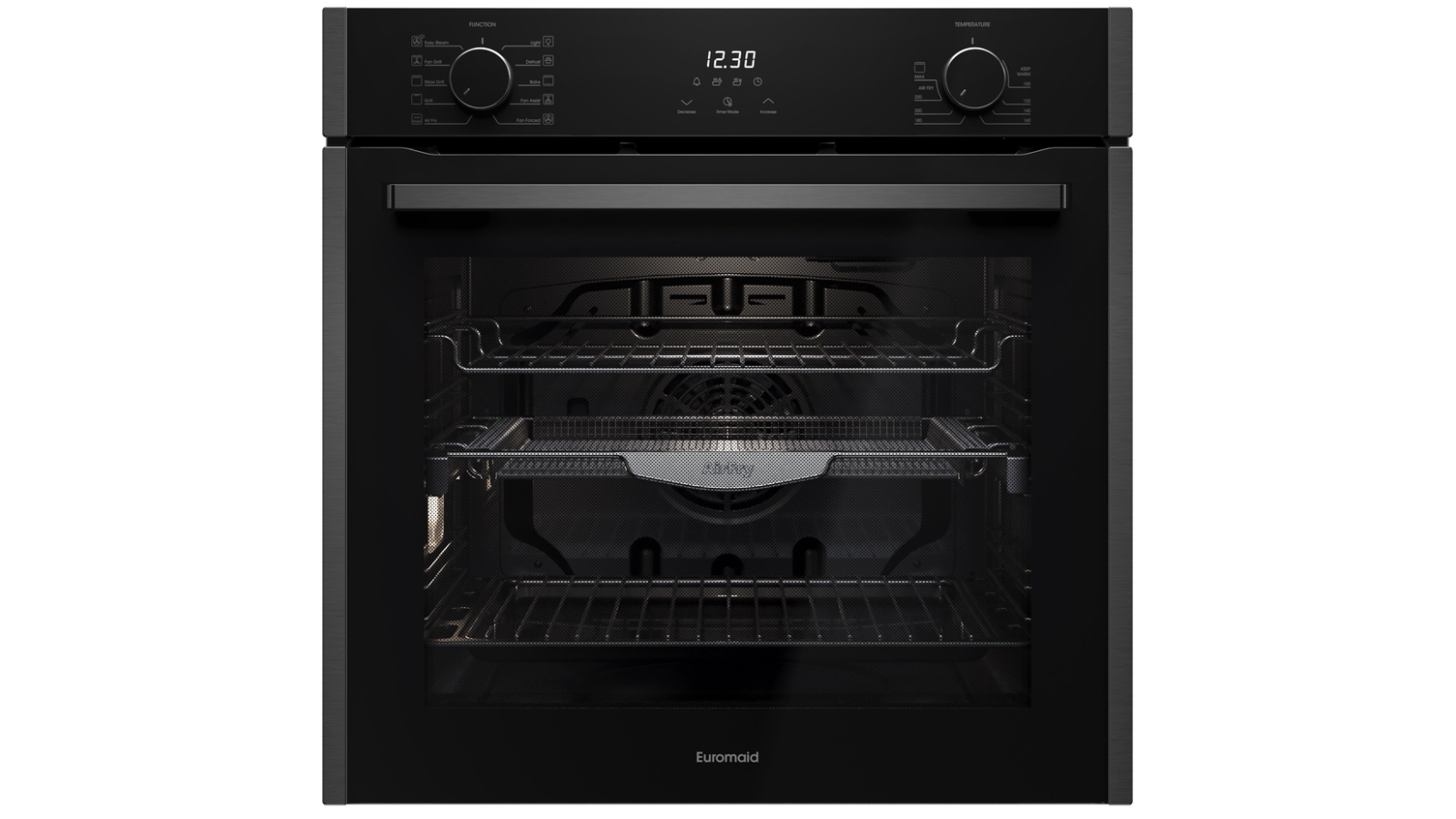 Euromaid 600mm 10-Function Built-in Oven with Air Fry - Dark Stainless