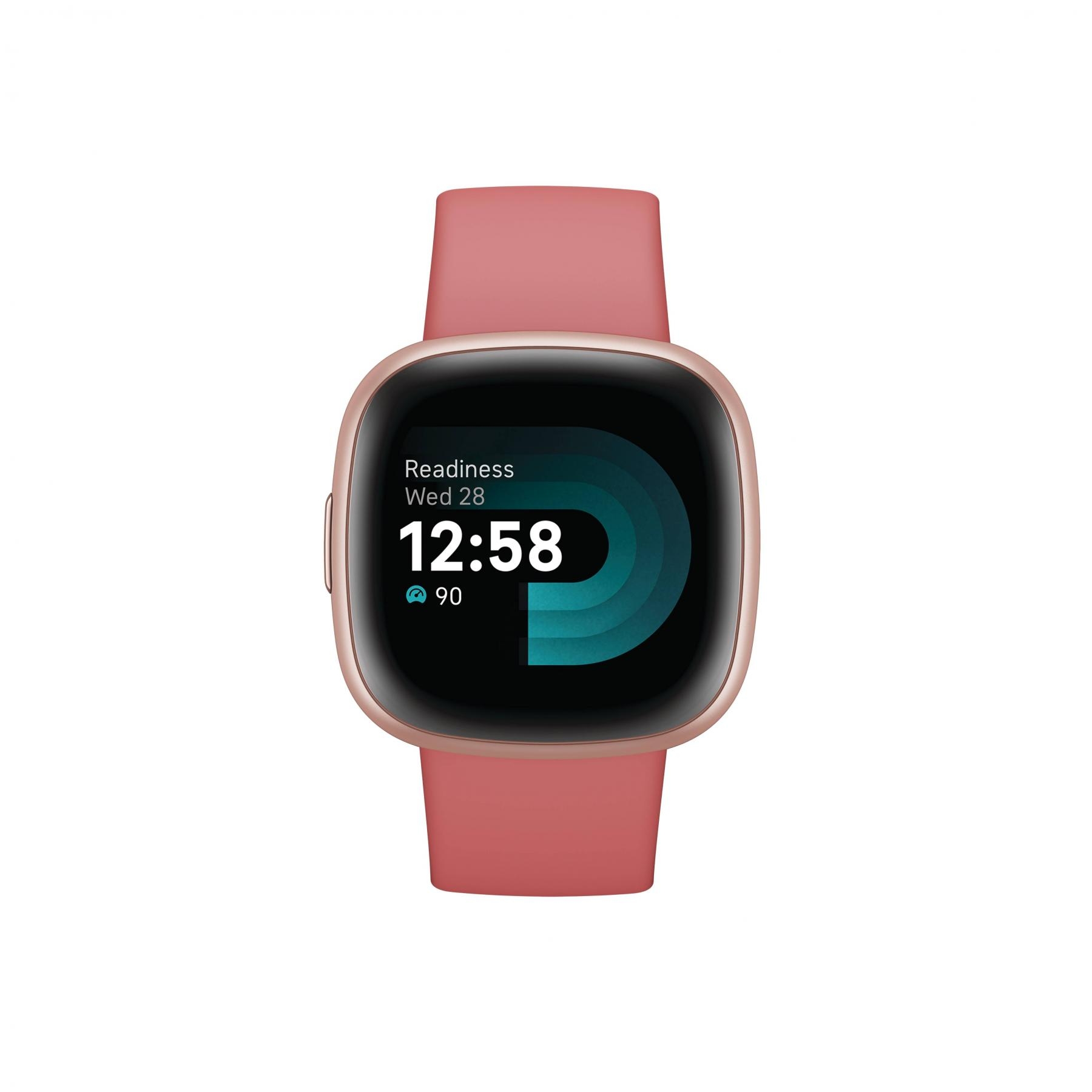 Fitbit Versa 4 Smart Fitness Watch Pink Sand Copper Rose Aluminium Domayne