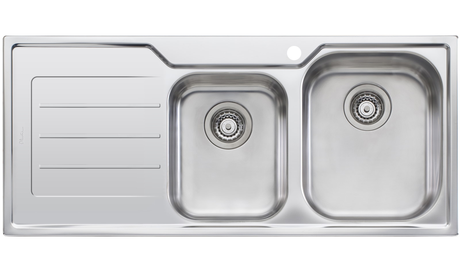 Oliveri Flinders 1 & 3/4 Right Hand Bowl Topmount Sink with Drainer & 1 Tap Hole