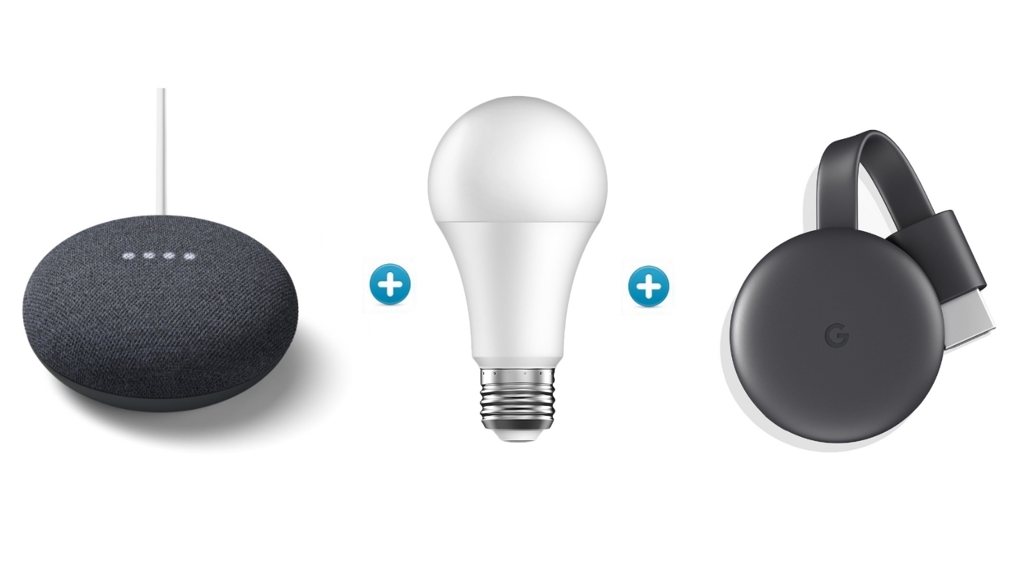新品 Google Chromecast 　＆　GOOGLE HOME MINI Google Nest Mini (Charcoal) with Connect Smart E27 White LED