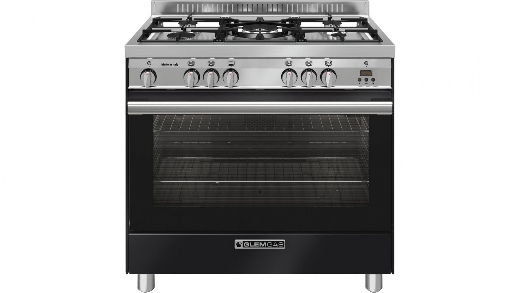 Glem 900mm Black Freestanding Fan Assisted Gas Cooker