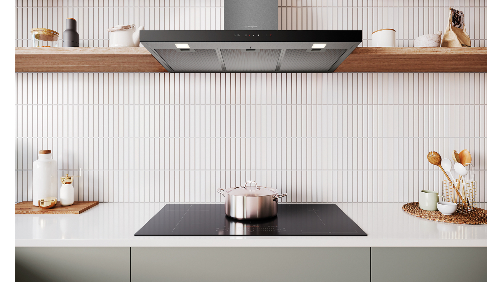 Westinghouse 90cm Canopy Rangehood with Hob2Hood Dark Stainless Steel Domayne