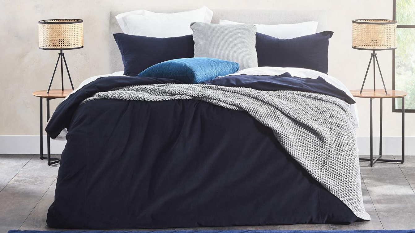 Domayne Luxuries Corduroy Ash Blue Quilt Cover Set 