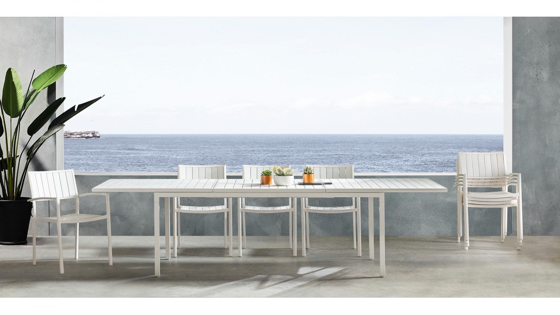 Akira Outdoor White Extension Dining Table Domayne